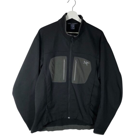 Arcteryx Jacket Mens Large Black Full Zip Toggle Waist Thin Softshell - Picture 1 of 11